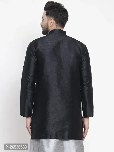 Reliable Black Silk Solid Nehru Jacket For Men-thumb2