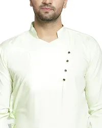 Reliable Green Cotton Blend Solid Hip Length Kurta For Men-thumb3