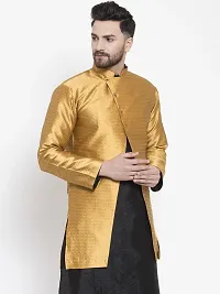 Reliable Golden Silk Printed Nehru Jacket For Men-thumb2