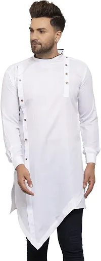 Reliable Blend Solid Short Length Kurta For Men