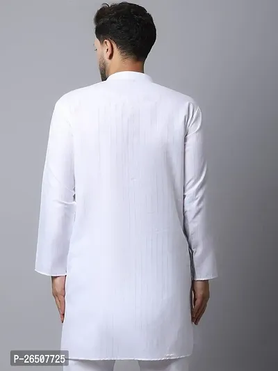 Reliable White Cotton Blend Solid Short Length Kurta For Men-thumb2