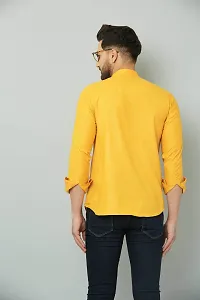 Reliable Yellow Cotton Blend Solid Short Length Kurta For Men-thumb1