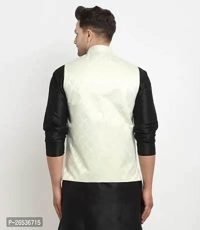Reliable Beige Jacquard Woven Design Nehru Jacket For Men-thumb2