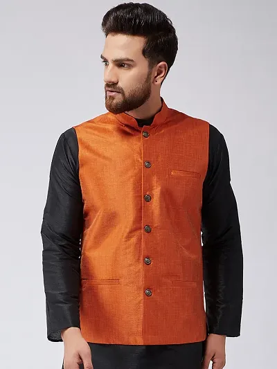Reliable Silk Self Pattern Nehru Jacket For Men