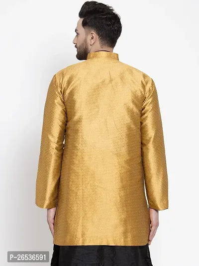 Reliable Golden Silk Printed Nehru Jacket For Men-thumb2