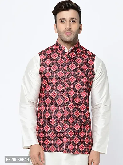 Reliable Multicoloured Cotton Blend Printed Nehru Jacket For Men