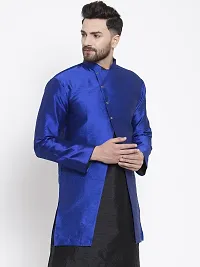 Reliable Blue Silk Printed Nehru Jacket For Men-thumb2