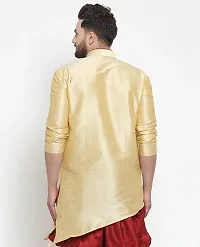 Reliable Golden Silk Blend Solid Hip Length Kurta For Men-thumb1