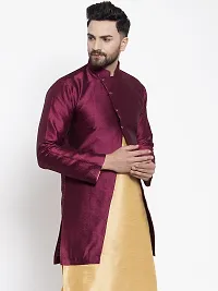 Reliable Maroon Silk Self Pattern Nehru Jacket For Men-thumb2