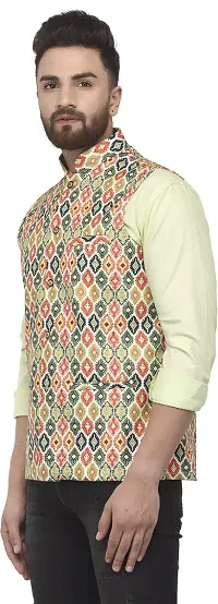 Reliable Multicoloured Cotton Blend Printed Nehru Jacket For Men-thumb2