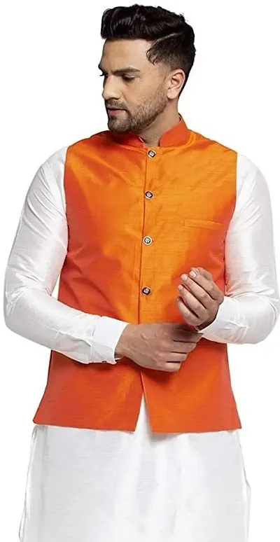 Reliable Silk Solid Nehru Jacket For Men