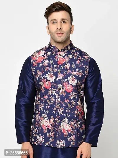 Reliable Multicoloured Cotton Blend Printed Nehru Jacket For Men