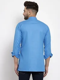 Reliable Blue Cotton Blend Solid Short Length Kurta For Men-thumb1