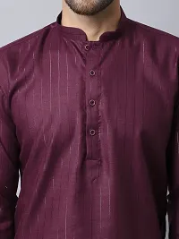 Reliable Purple Cotton Blend Solid Short Length Kurta For Men-thumb3