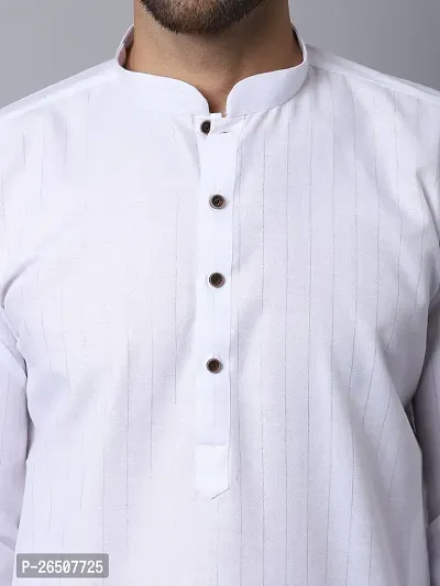 Reliable White Cotton Blend Solid Short Length Kurta For Men-thumb4