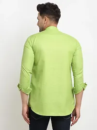 Reliable Green Cotton Blend Solid Hip Length Kurta For Men-thumb1