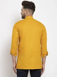 Reliable Yellow Cotton Blend Solid Short Length Kurta For Men-thumb1