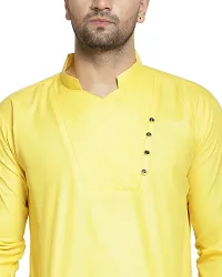 Reliable Yellow Cotton Blend Solid Hip Length Kurta For Men-thumb3