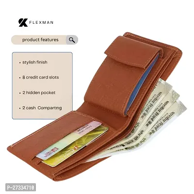 Men Casual tan Artificial Leather Money Clip - Mini  (8 Card Slots)-thumb2