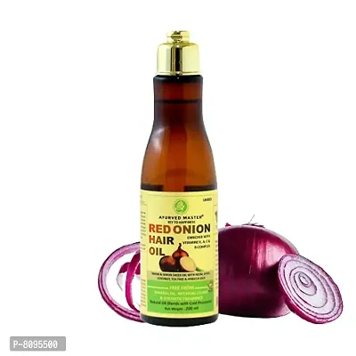 Red Onion Seed Hair Oil With Neem, Olive, Coconut, Tea Tree and Hibiscus Oils For Complete Hair Nourishment | 200ML-thumb0