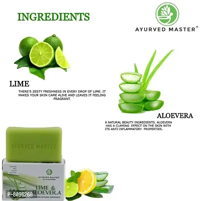 Lime and Aloe Vera Bathing Soap For Pollution and Dirt Removal and Hydrating Skin Cells | 125GM-thumb4