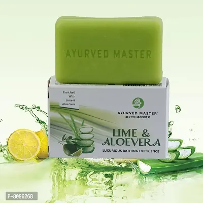 Lime and Aloe Vera Bathing Soap For Pollution and Dirt Removal and Hydrating Skin Cells | 125GM-thumb0