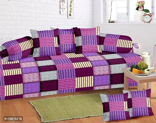 Zain Home 50 Tc Cotton 8 Piece Diwan Set, Checkered Design - Standard, Multicolor