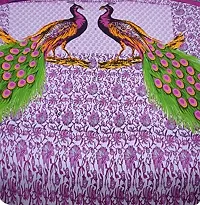 ZAINHOME Cotton King Size Rajasthani Bedsheet with 2 Pillow Covers, Pink Peacock-thumb2