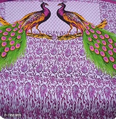 ZAINHOME Cotton King Size Rajasthani Bedsheet with 2 Pillow Covers, Pink Peacock-thumb3