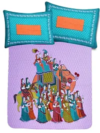 Zainhome 100% Pure Cotton Rajasthani Bedsheet For Double Bed ( 1 Bed Sheet With 2 Pillow Covers )-thumb1
