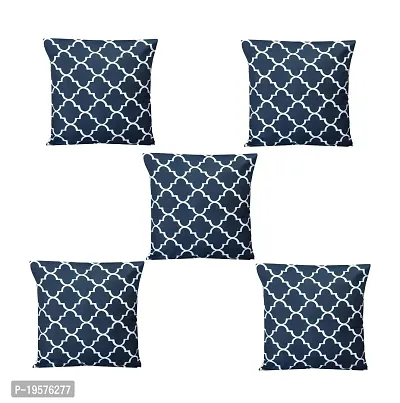 ZAINHOME Cotton Chain Printed Cushion Coves (16 X 16-inch, Blue) - Set of 5 Pieces