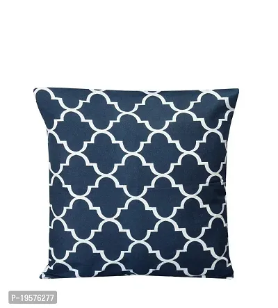 ZAINHOME Cotton Chain Printed Cushion Coves (16 X 16-inch, Blue) - Set of 5 Pieces-thumb2