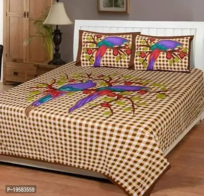 Zainhome Cotton Double Bedsheet with 2 Pillow Covers, King Size, Multicolour