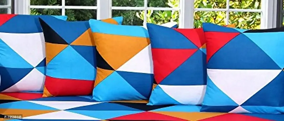 Zain Home Cotton 5 Piece Cushion Covers - 16X16-Inch, Multicolor-thumb3