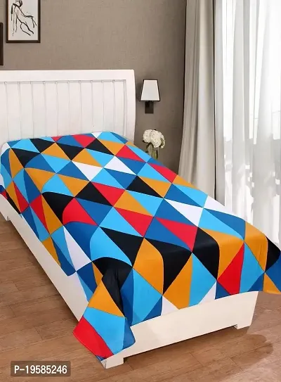 ZAINHOME Cotton Single Bedsheet Without Pillow Cover, Multi Triangles