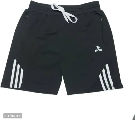 1 Black Striped Jogging Nikkar For Men's 3 striped Half pant Gym Shorts-thumb0