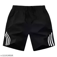 1 Black Striped Jogging Nikkar For Men's 3 striped Half pant Gym Shorts-thumb1