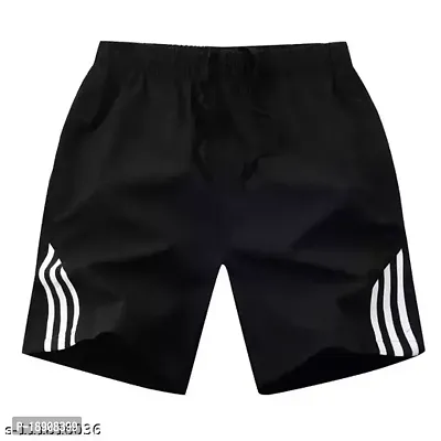 1 Black Striped Jogging Nikkar For Men's 3 striped Half pant Gym Shorts-thumb2