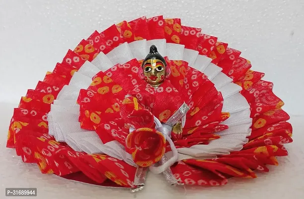 Shree Shyam Handmade Laddu Gopal Krishna ji Designer Bandhni with Net Dress Red and White Size 6-thumb0