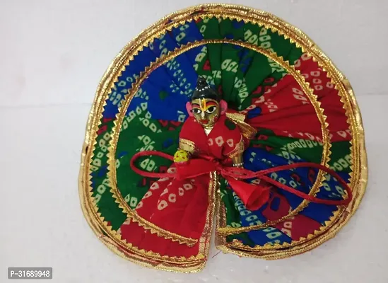 Shree Shyam Handmade Laddu Gopal Krishna ji Designer Geogrette Fabric with Cotton Base Dress Multicolor Size 3-thumb0