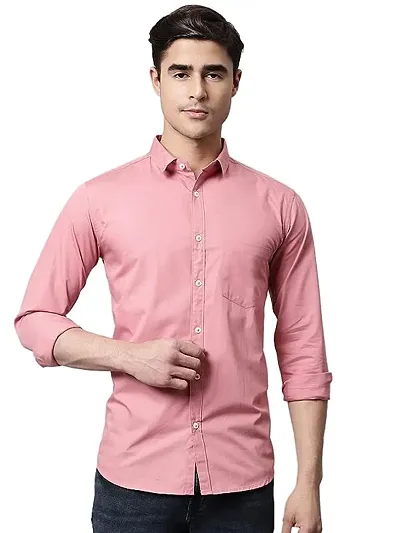 Trendy Blend Long Sleeves Regular Fit Solid Casual Shirt For Men