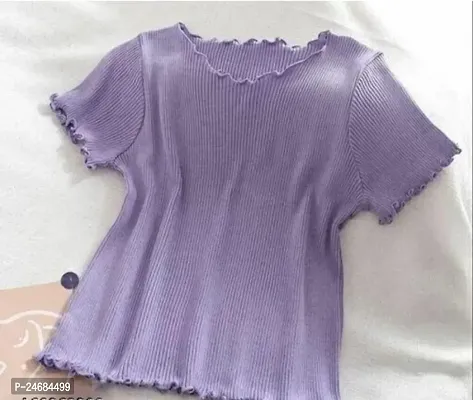 Classic Cotton Blend Solid Tops for Kids Girls