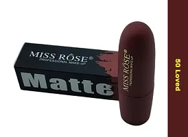 MISS ROSE Matte Lipstick 4.2 gm Satin-matte Texture, Non-drying Formula, Long Lasting, Vegan, Paraben Free Lipstick for Women (50 LOVED)-thumb1