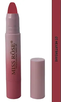 MISS ROSE Non-Transferred Matte Lipstick 2.8 gm Satin-matte Texture, Non-drying Formula, Long Lasting, Vegan, Paraben Free Waterproof Lipstick for Women (05 HEART BREAKE)-thumb1