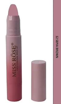 MISS ROSE Non-Transferred Matte Lipstick 2.8 gm Satin-matte Texture, Non-drying Formula, Long Lasting, Vegan, Paraben Free Waterproof Lipstick for Women (12 SEPIA BROWN)-thumb1