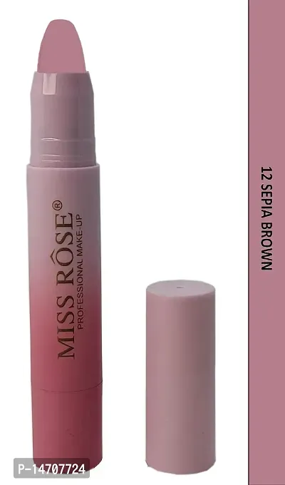 MISS ROSE Non-Transferred Matte Lipstick 2.8 gm Satin-matte Texture, Non-drying Formula, Long Lasting, Vegan, Paraben Free Waterproof Lipstick for Women (12 SEPIA BROWN)-thumb2