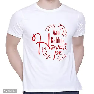 Reliable White Cotton Blend Printed Round Neck T-Shirt For Men