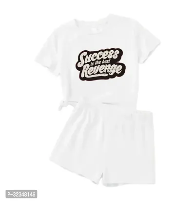 Stylish White Cotton Printed T-Shirts with Shorts For Kids