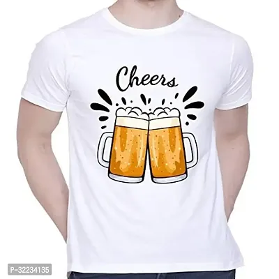 Reliable White Cotton Blend Printed T-Shirt For Men