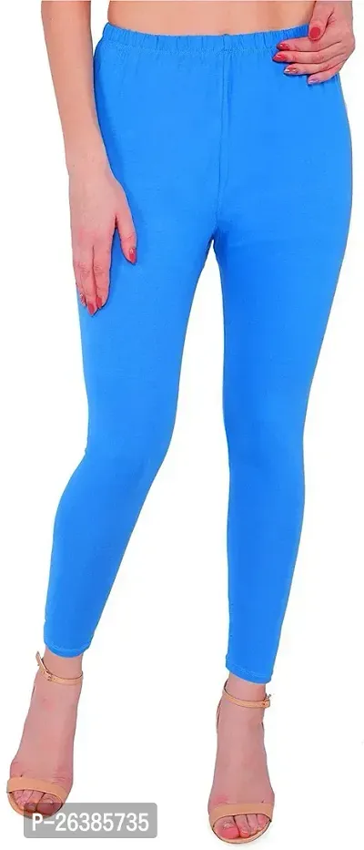 Fabulous Blue Cotton Blend Solid Leggings For Women-thumb0